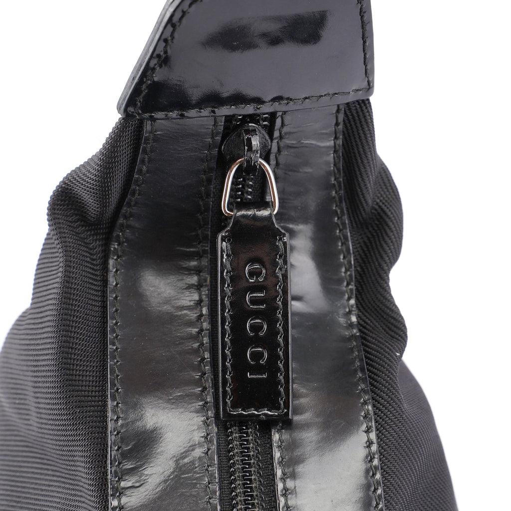 Black Canvas Bamboo Shoulder Bag