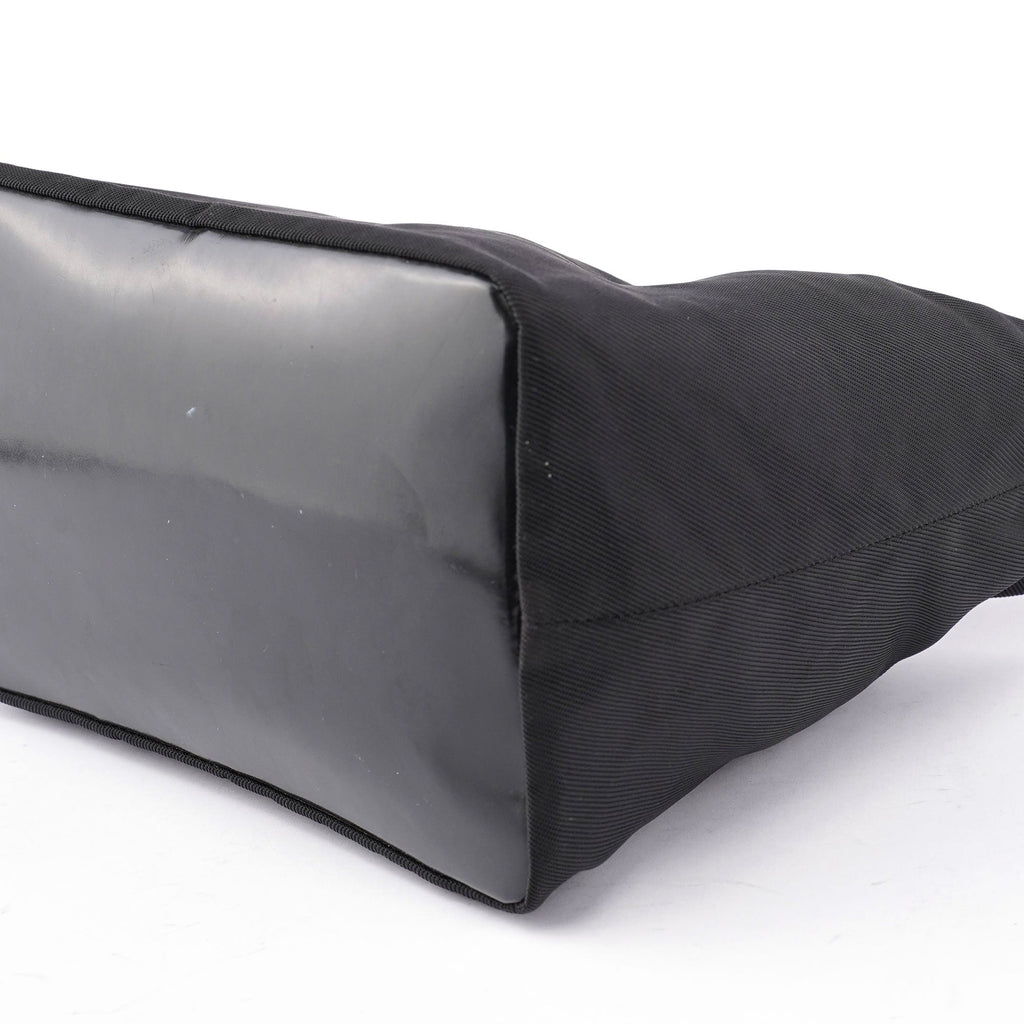 Black Canvas Bamboo Shoulder Bag