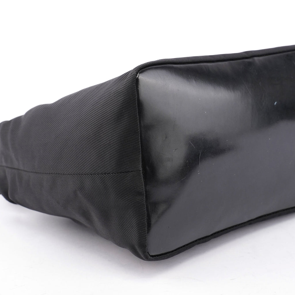 Black Canvas Bamboo Shoulder Bag