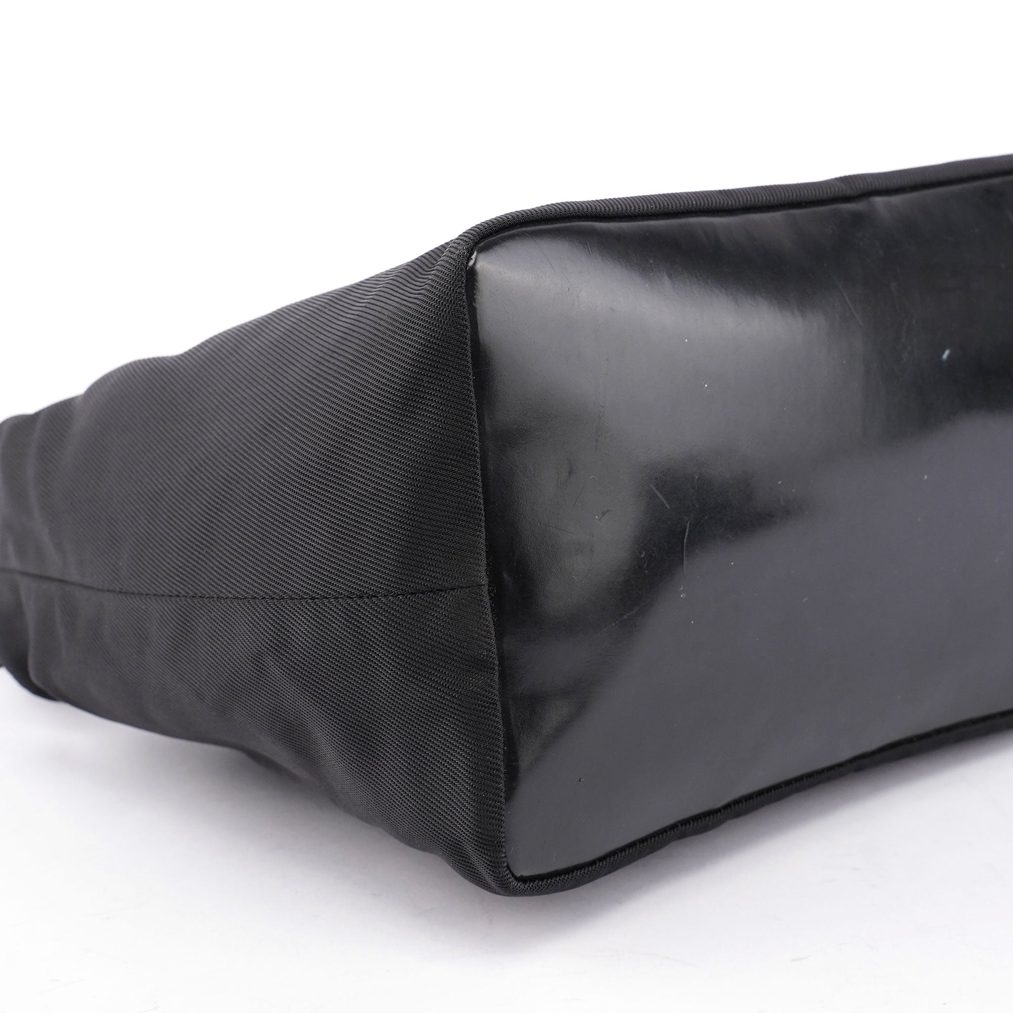 Black Canvas Bamboo Shoulder Bag