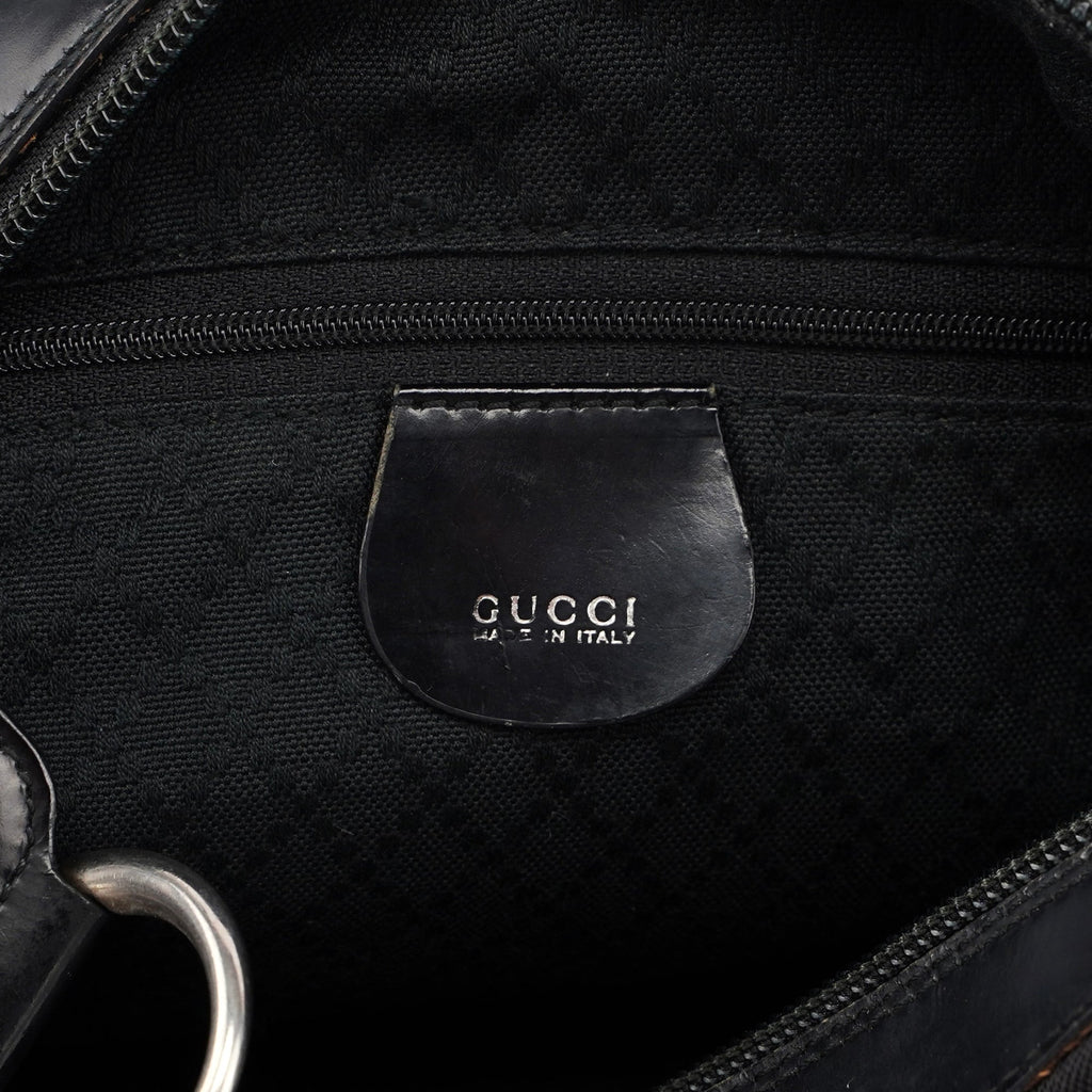 Black Canvas Bamboo Shoulder Bag