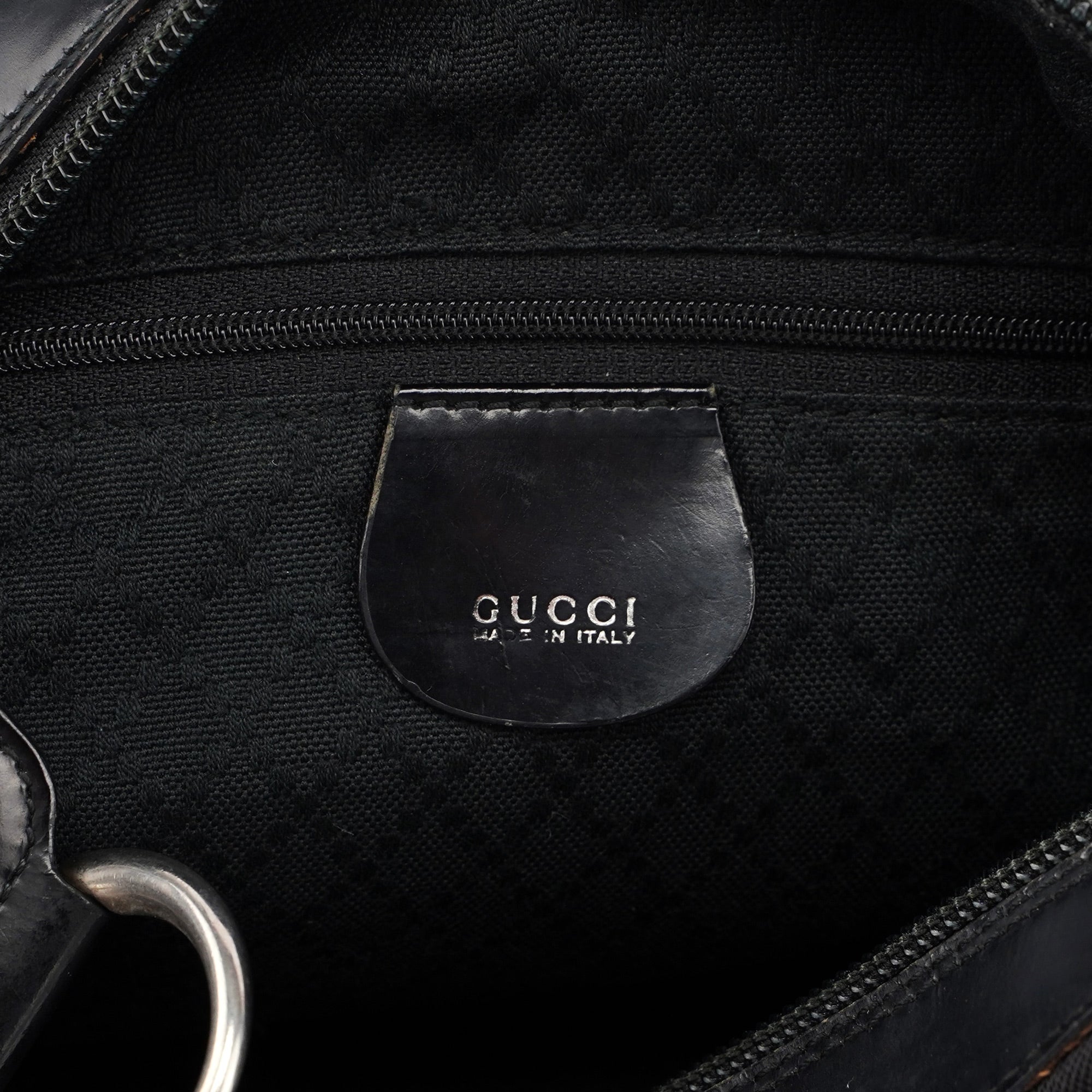 Black Canvas Bamboo Shoulder Bag