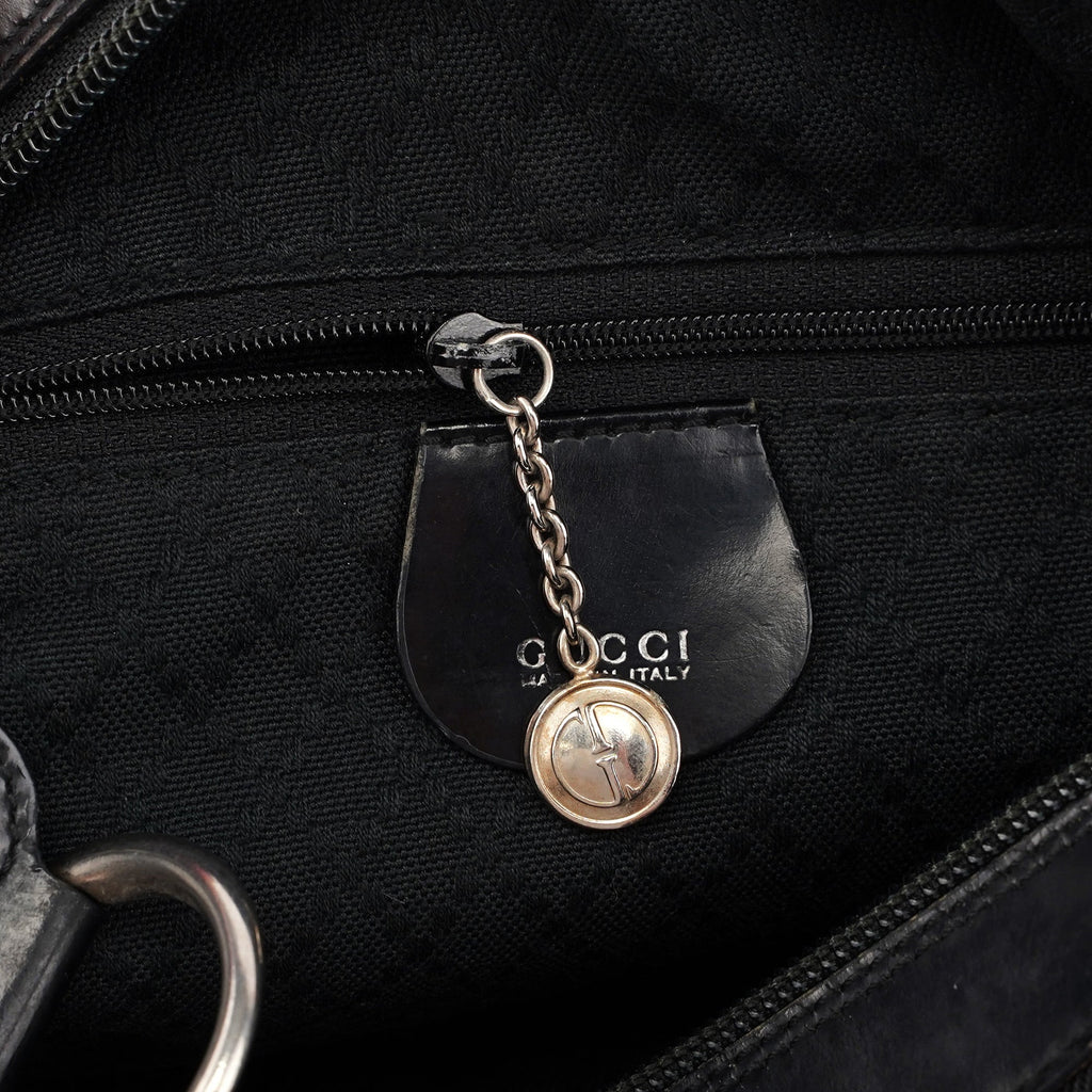 Black Canvas Bamboo Shoulder Bag