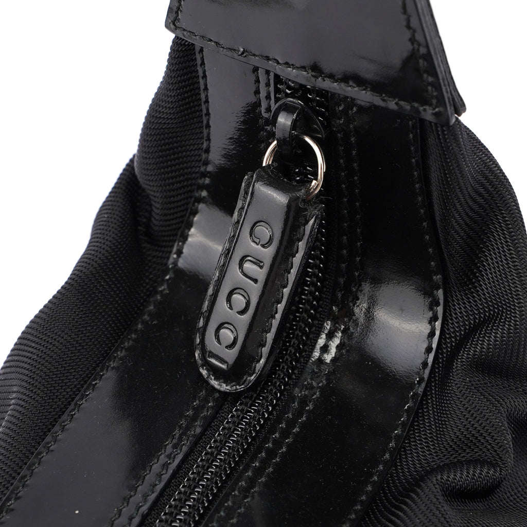 Black Canvas Bamboo Shoulder Bag