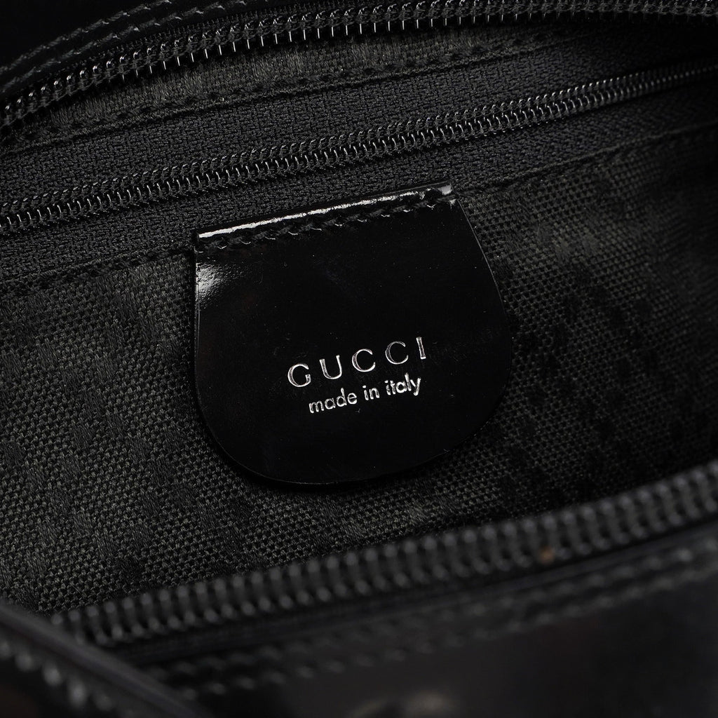 Black Canvas Bamboo Shoulder Bag