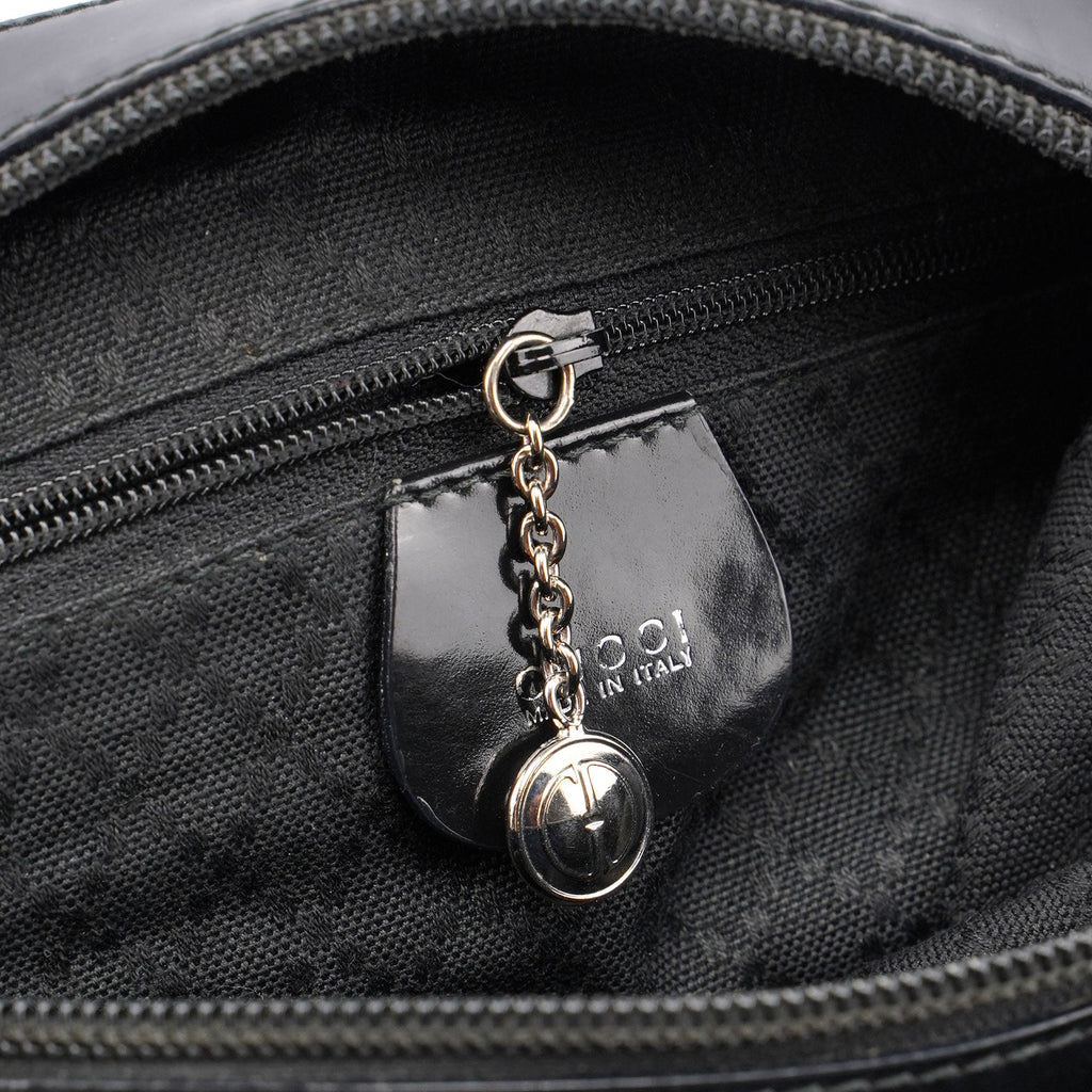 Black Canvas Bamboo Shoulder Bag