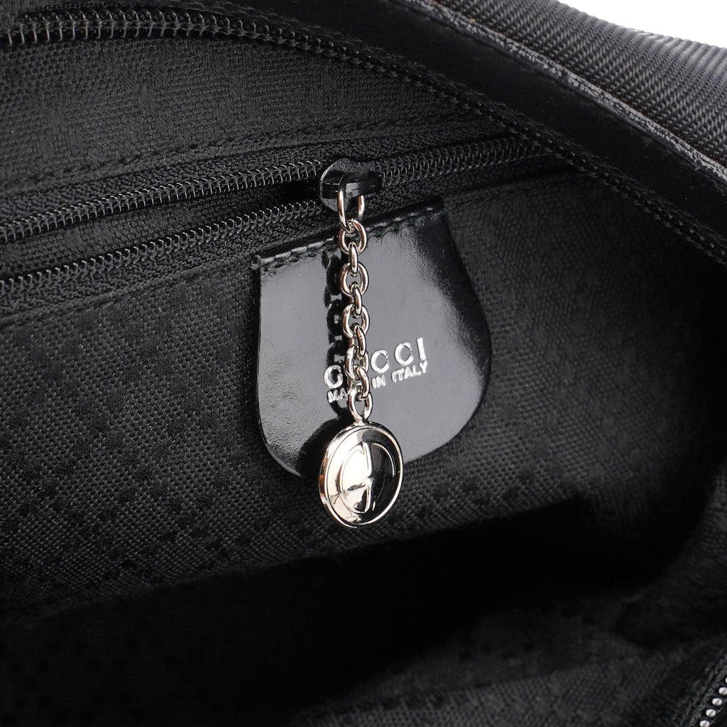 Black Canvas Bamboo Shoulder Bag