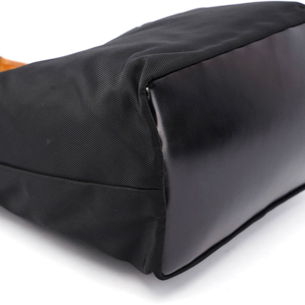 Black Canvas Bamboo Shoulder Bag