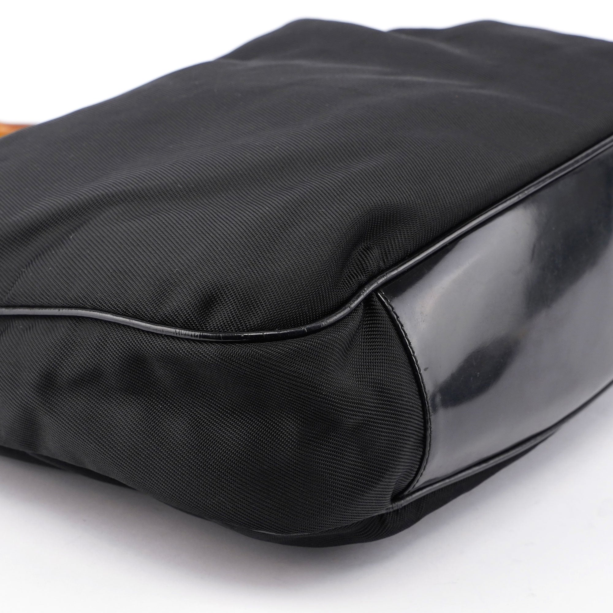 Black Canvas Bamboo Shoulder Bag