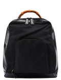 Black Canvas Bamboo Shoulder Bag