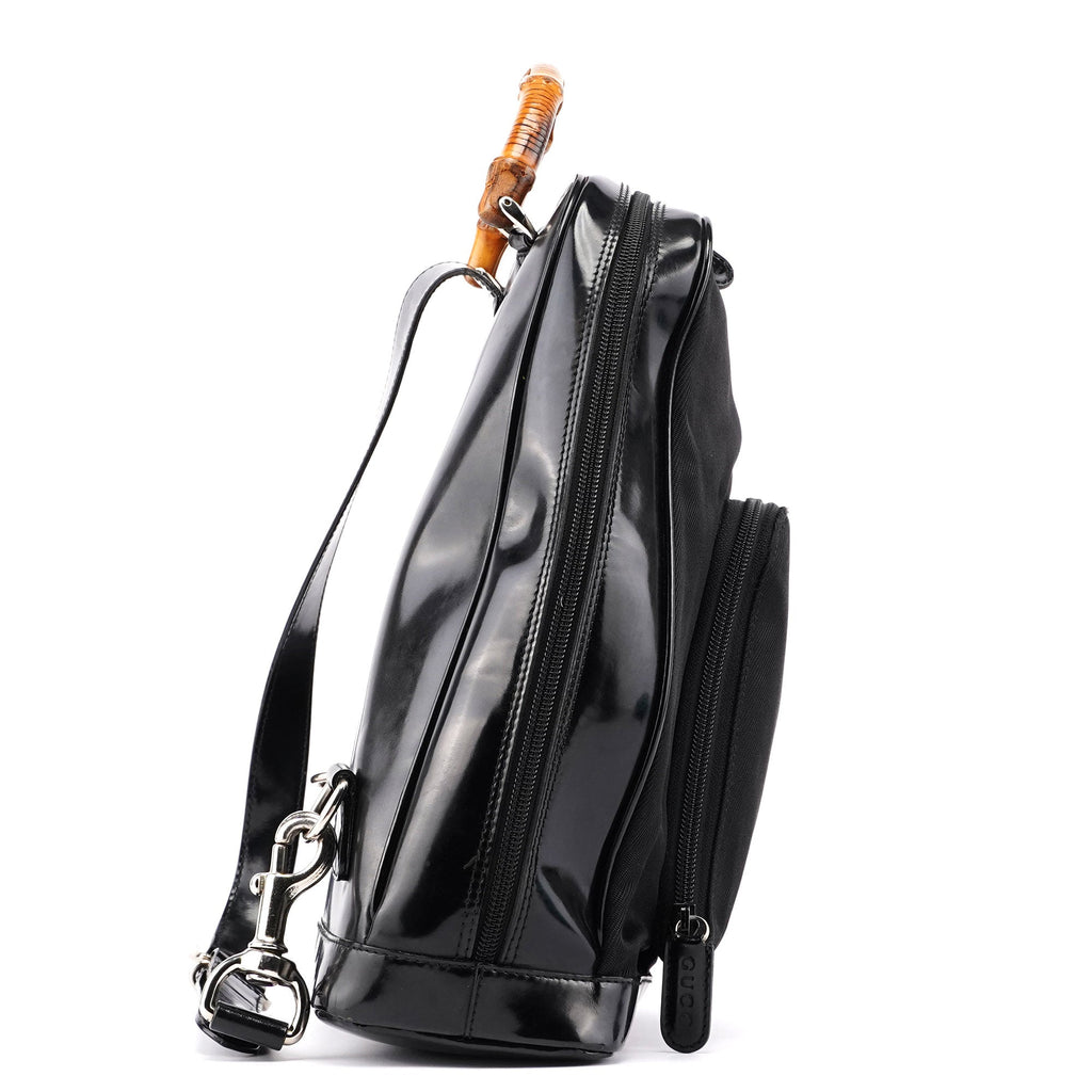Black Canvas Bamboo Shoulder Bag