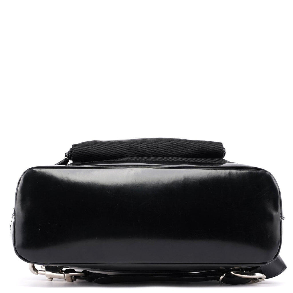 Black Canvas Bamboo Shoulder Bag