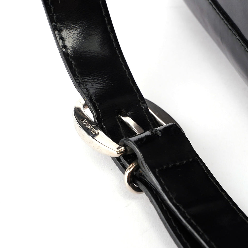 Black Canvas Bamboo Shoulder Bag