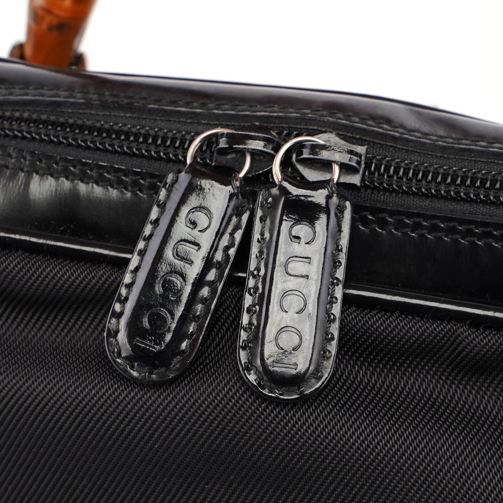 Black Canvas Bamboo Shoulder Bag
