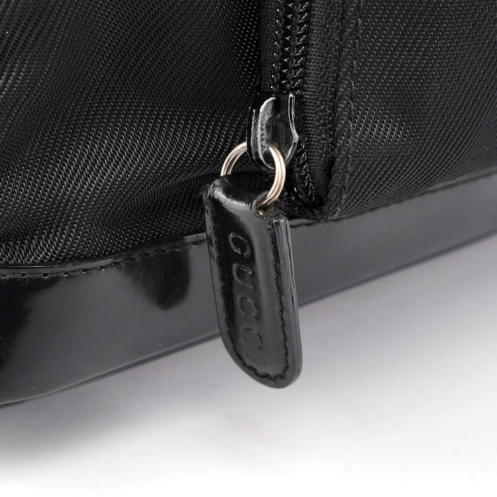 Black Canvas Bamboo Shoulder Bag