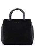 Black Canvas Bamboo Tote Bag
