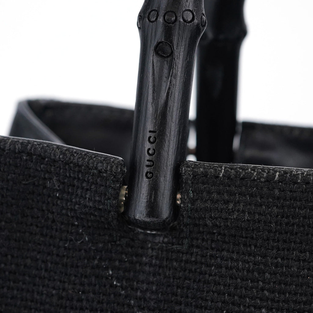 Black Canvas Bamboo Tote Bag