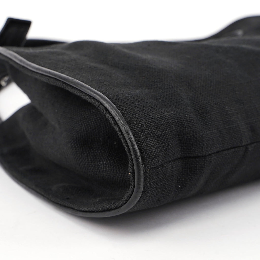 Black Canvas Dual Handle Shoulder Bag
