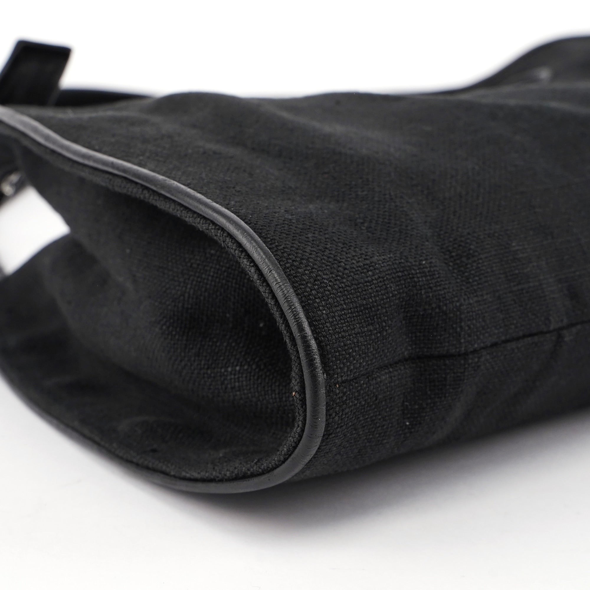 Black Canvas Dual Handle Shoulder Bag