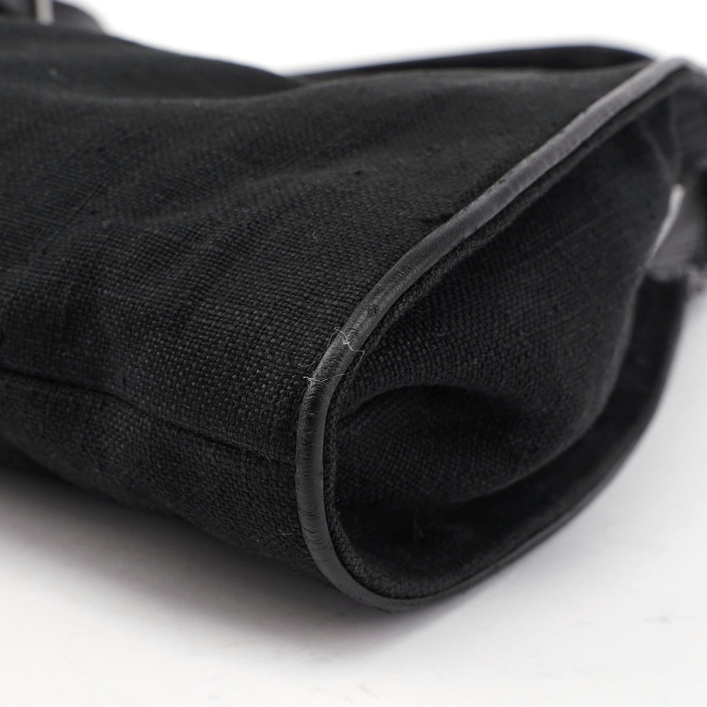 Black Canvas Dual Handle Shoulder Bag
