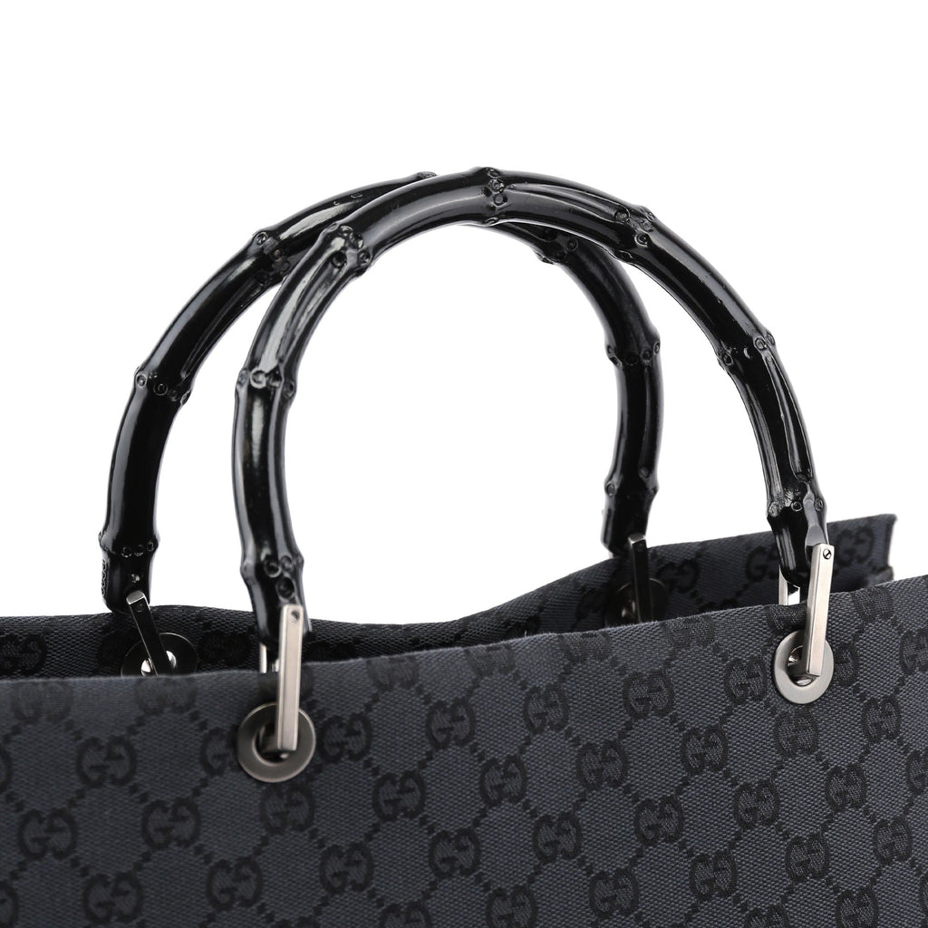 Black Canvas GG Bamboo Tote