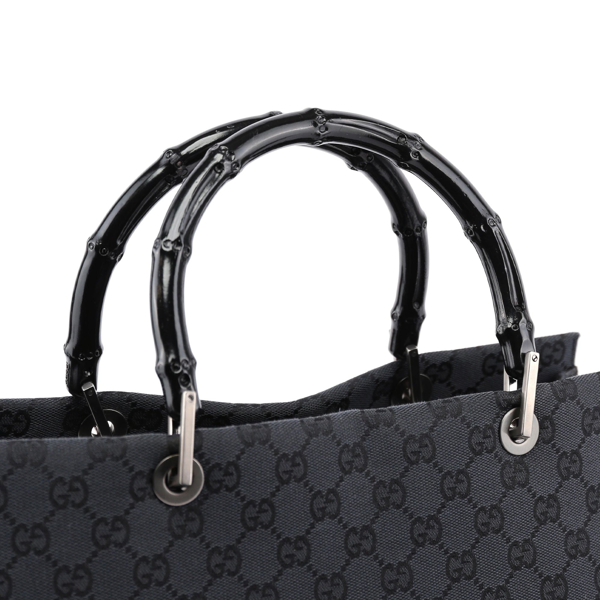 Black Canvas GG Bamboo Tote