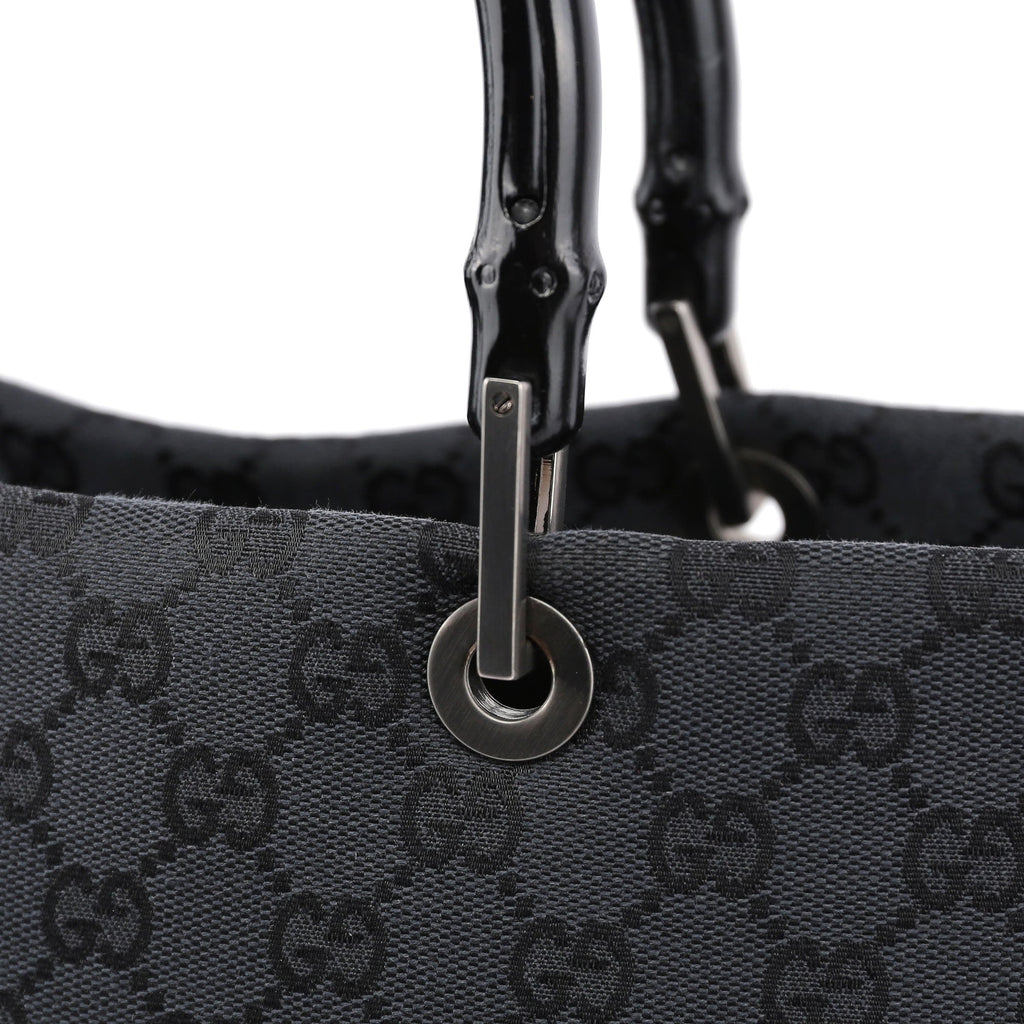 Black Canvas GG Bamboo Tote