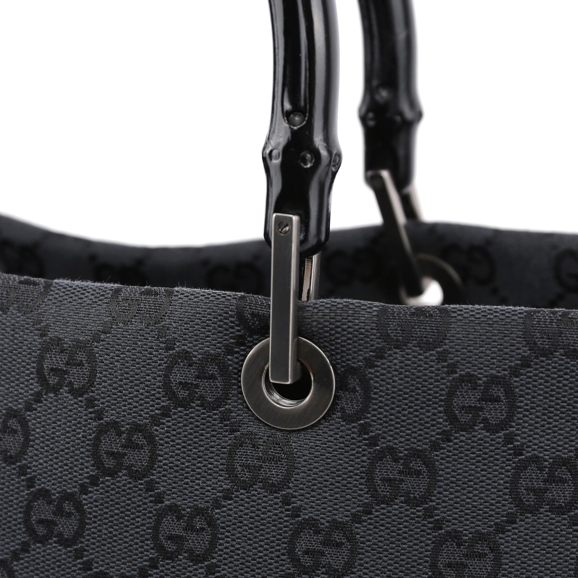 Black Canvas GG Bamboo Tote