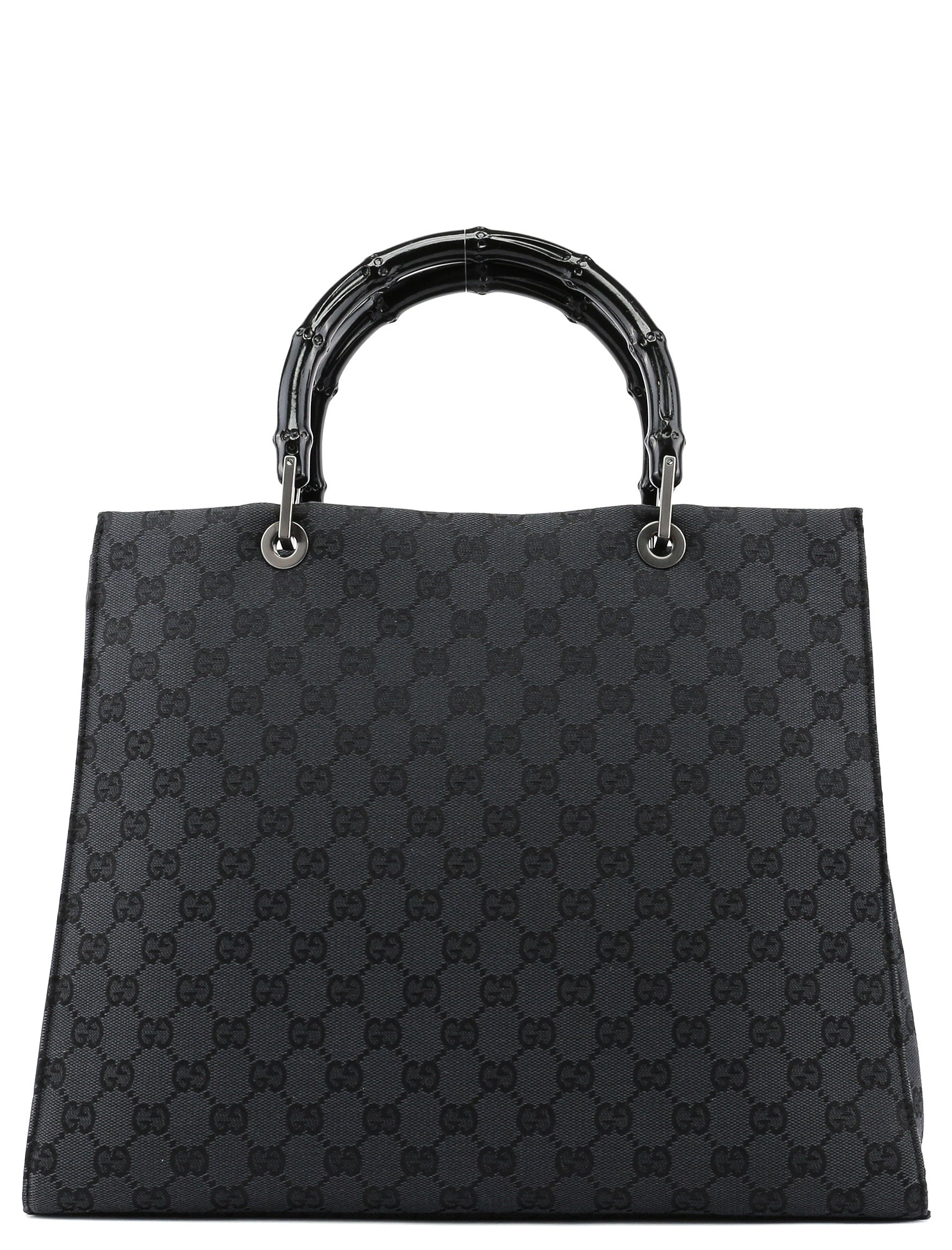 Black Canvas GG Bamboo Tote