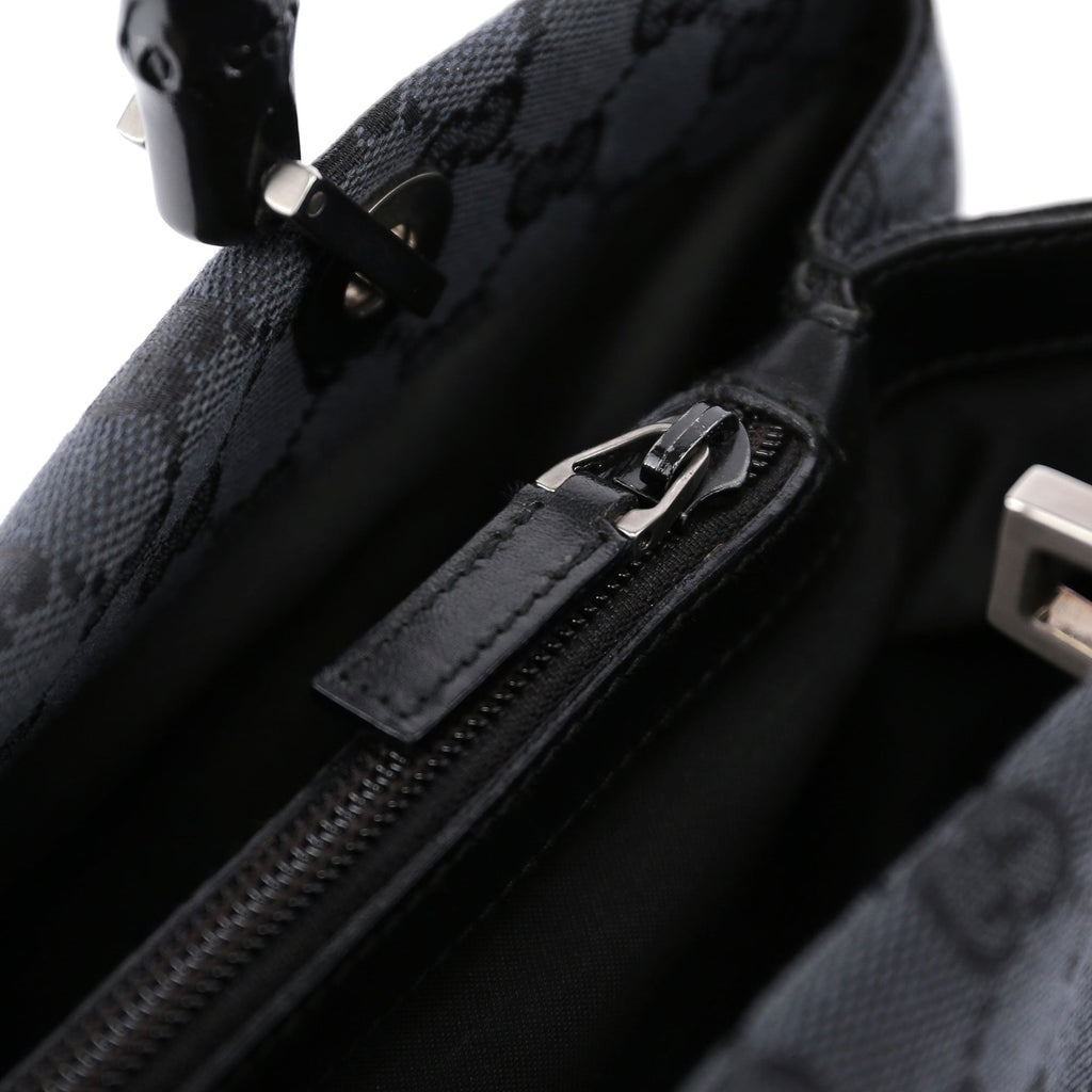 Black Canvas GG Bamboo Tote