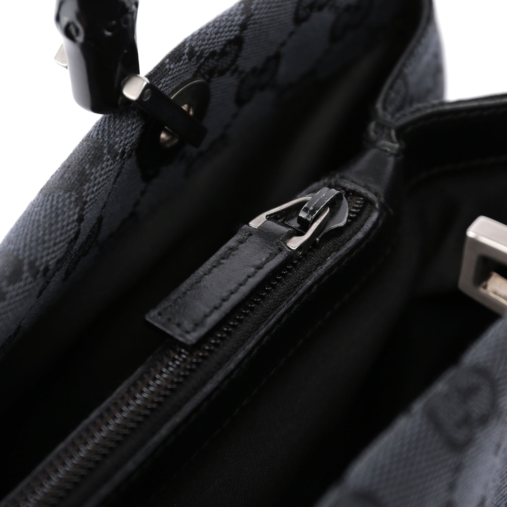 Black Canvas GG Bamboo Tote