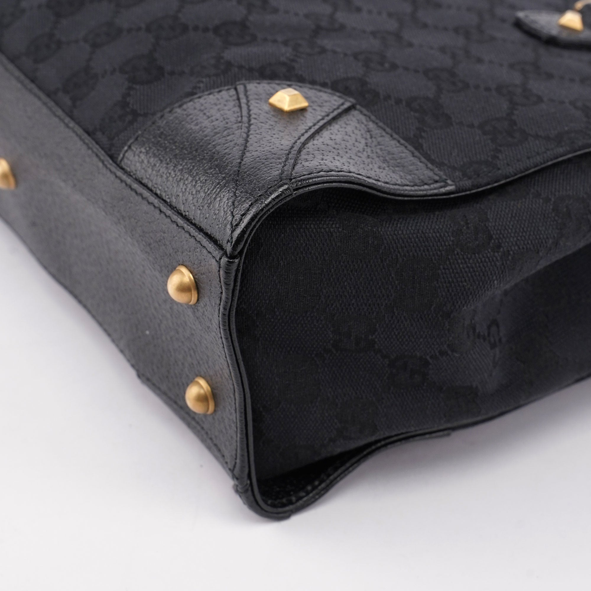 Black Canvas GG Leather Tote