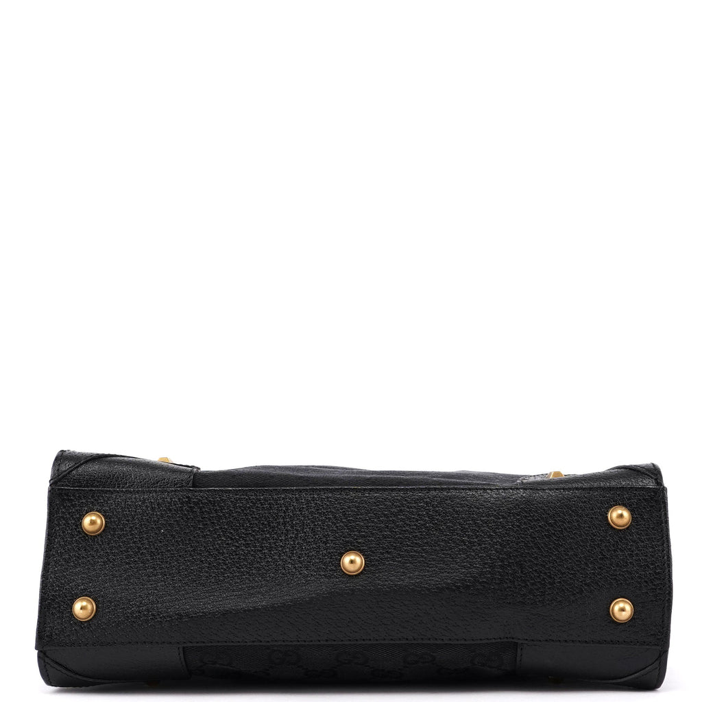 Black Canvas GG Leather Tote
