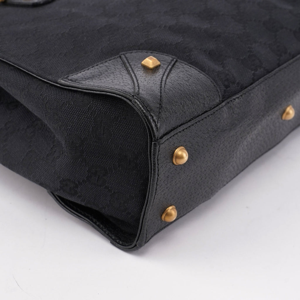 Black Canvas GG Leather Tote
