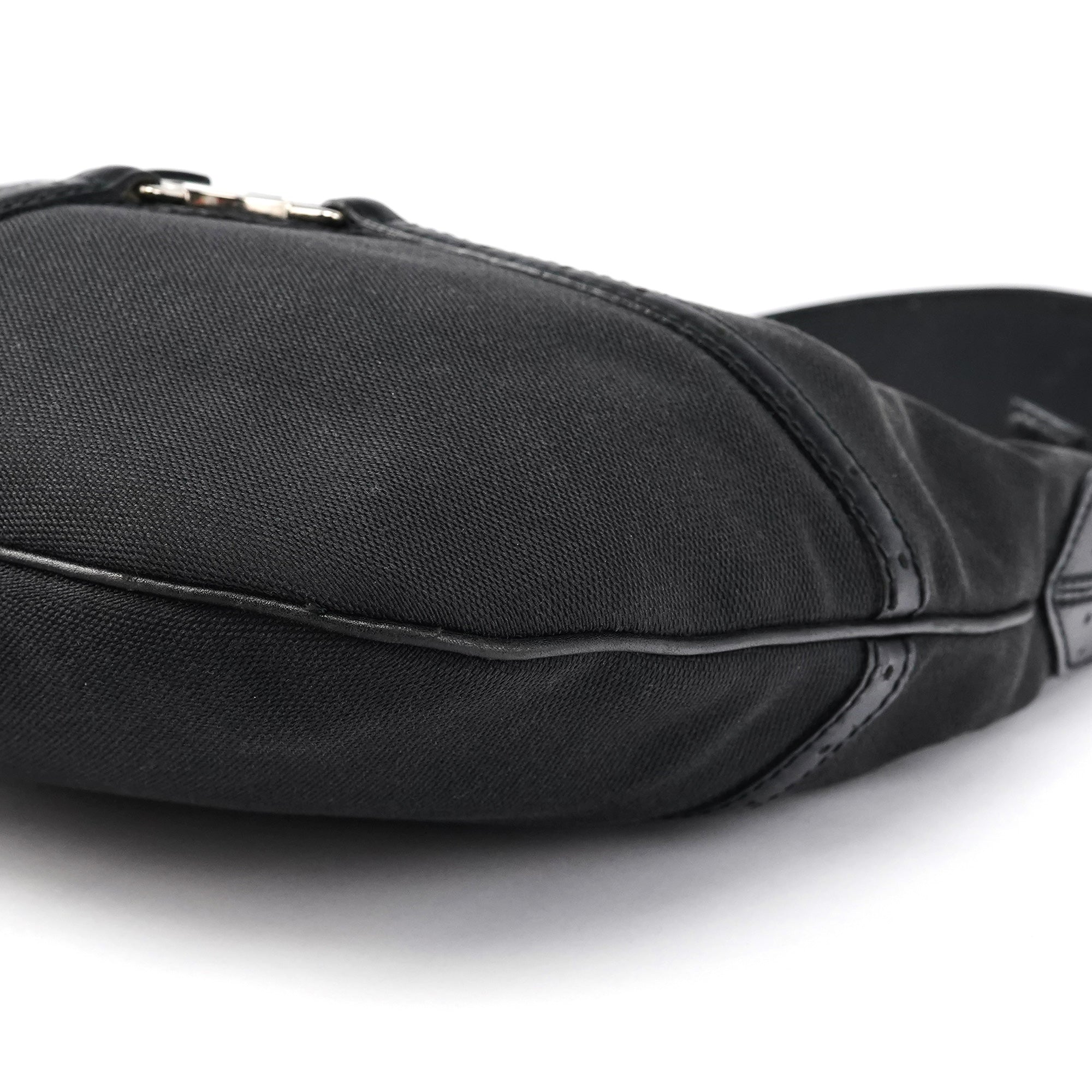 Black Canvas GG Logo Shoulder Bag