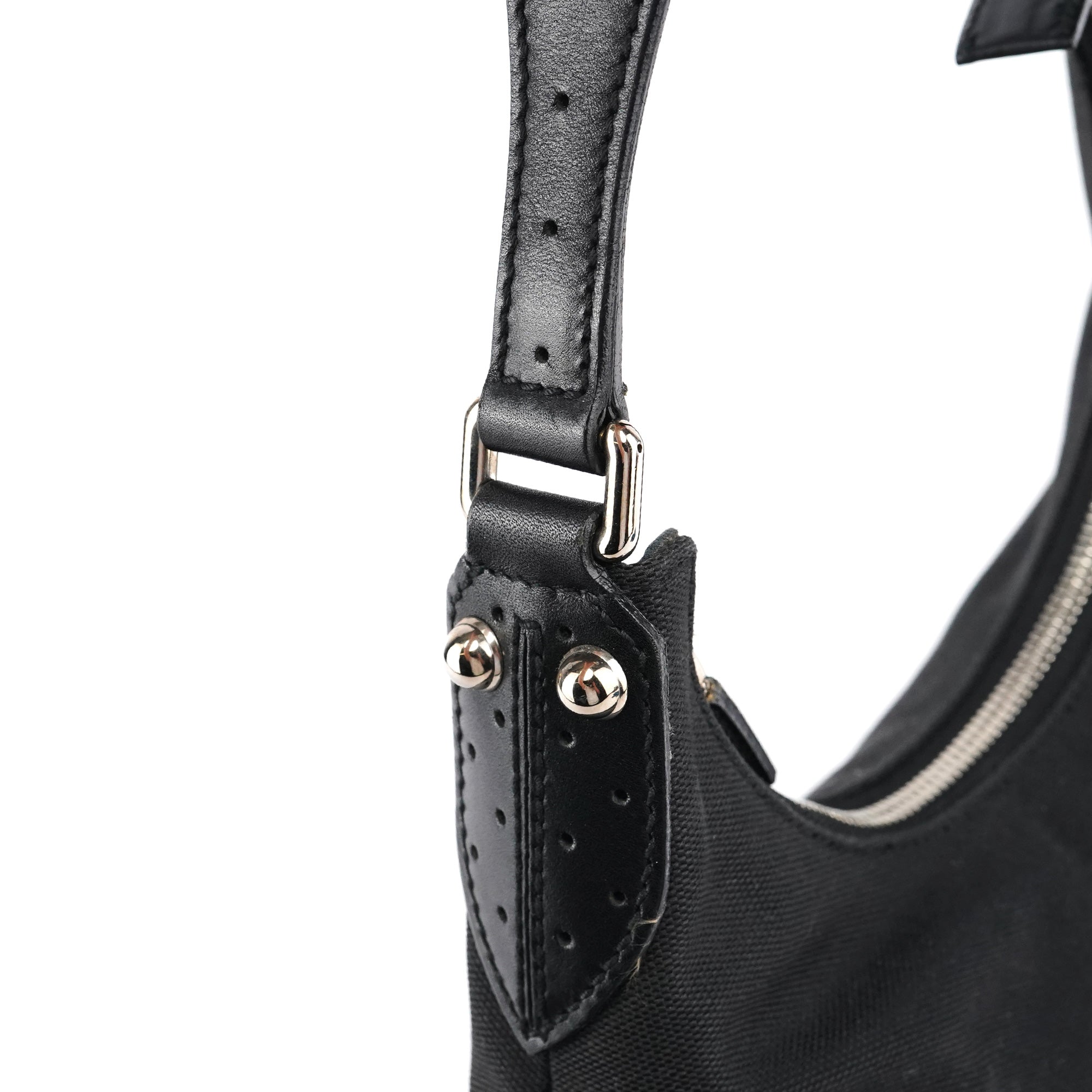 Black Canvas GG Logo Shoulder Bag