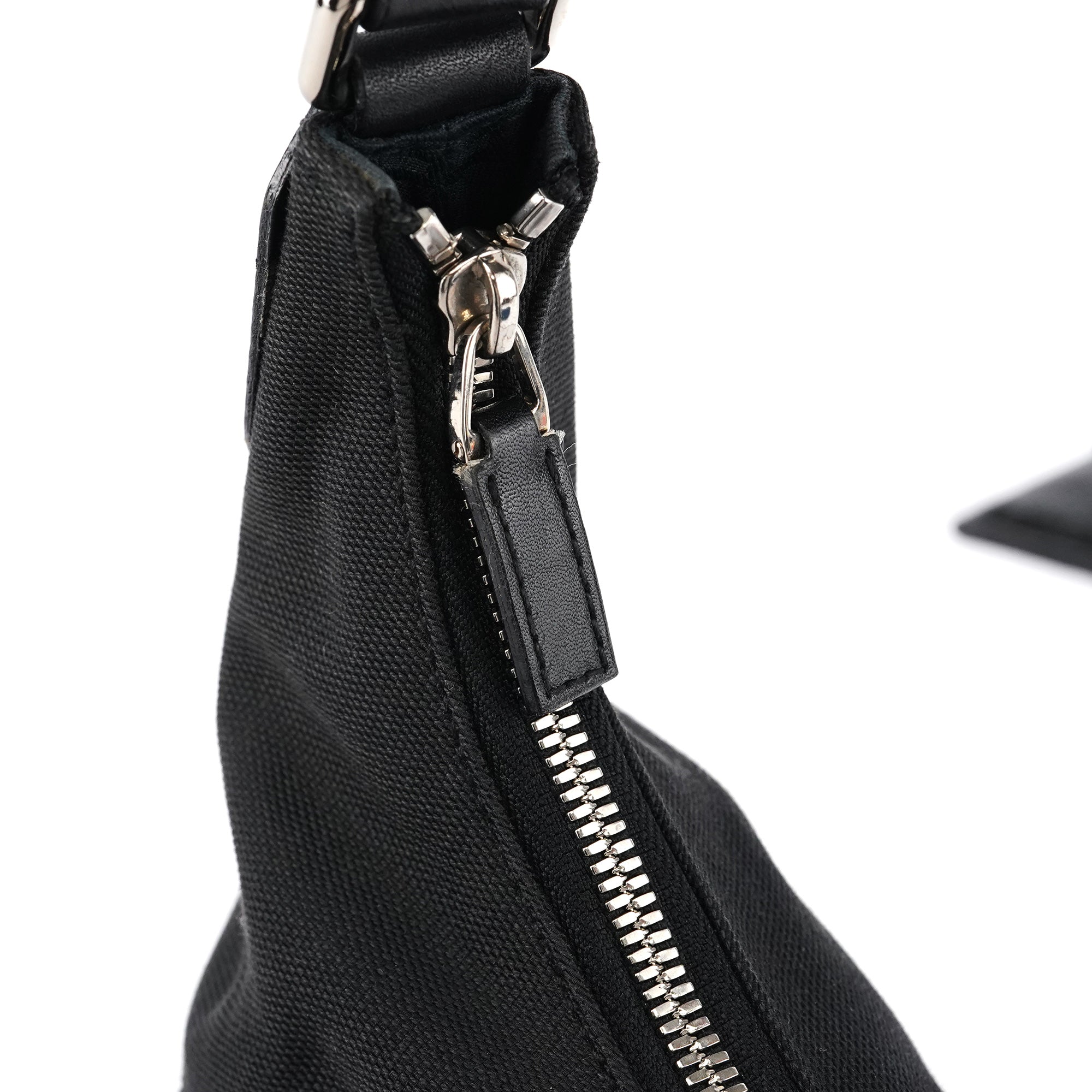 Black Canvas GG Logo Shoulder Bag