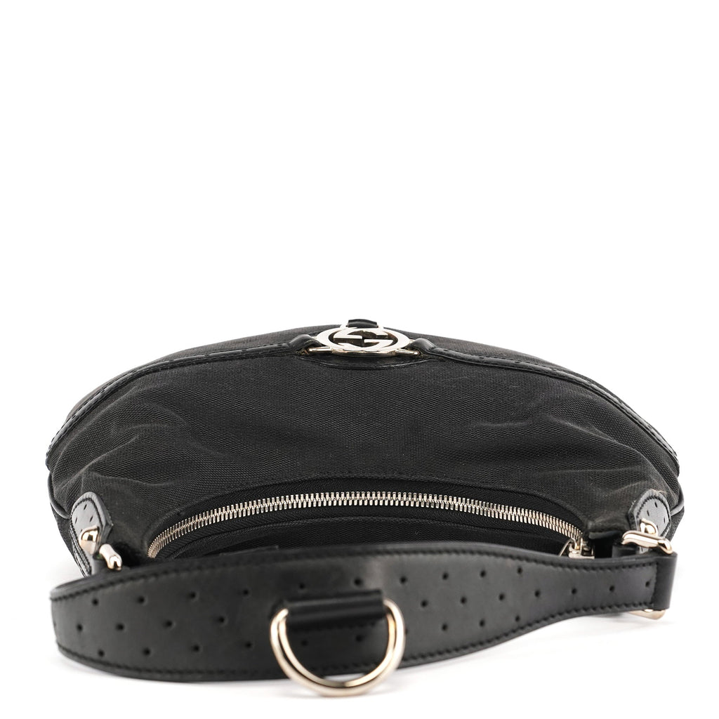 Black Canvas GG Logo Shoulder Bag