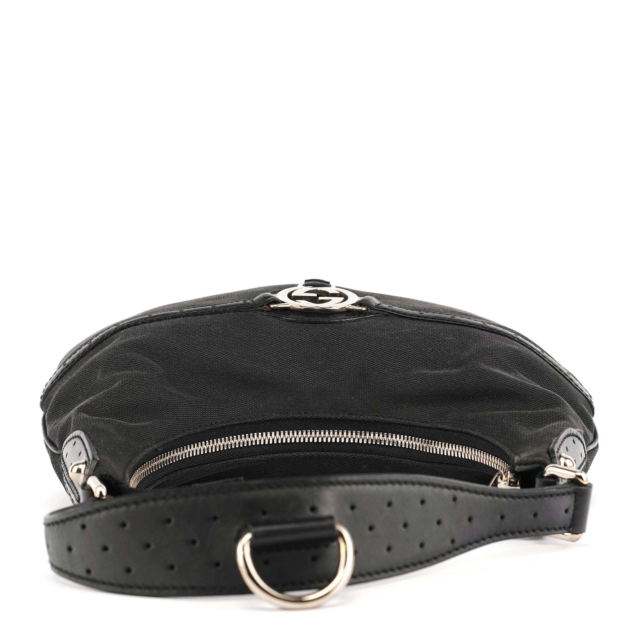 Black Canvas GG Logo Shoulder Bag