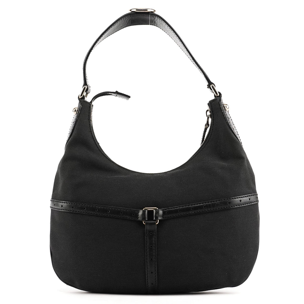 Black Canvas GG Logo Shoulder Bag