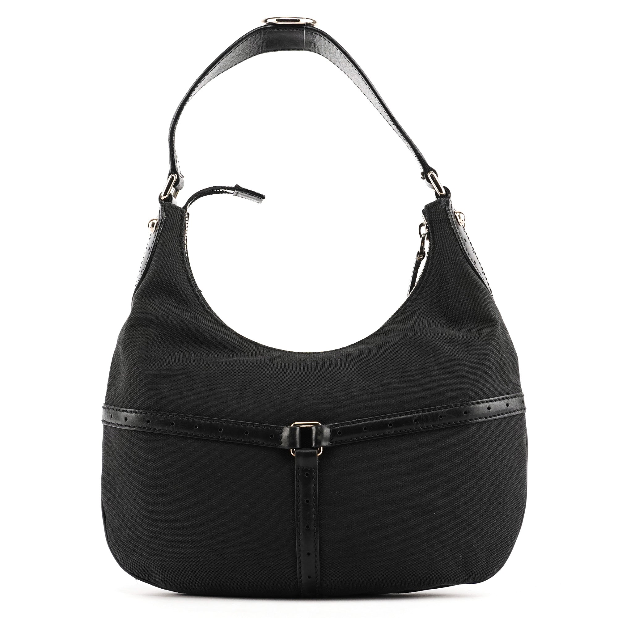 Black Canvas GG Logo Shoulder Bag