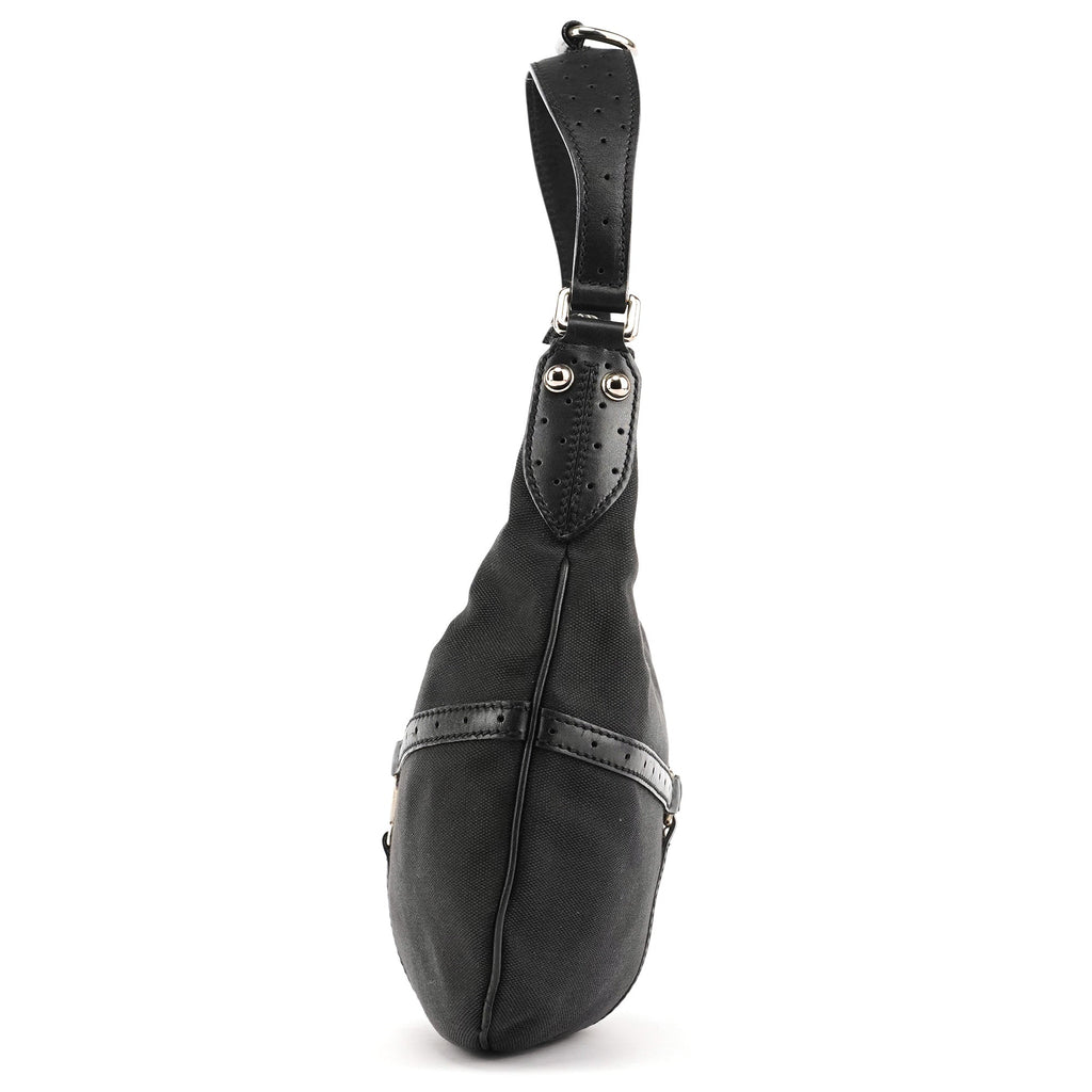 Black Canvas GG Logo Shoulder Bag