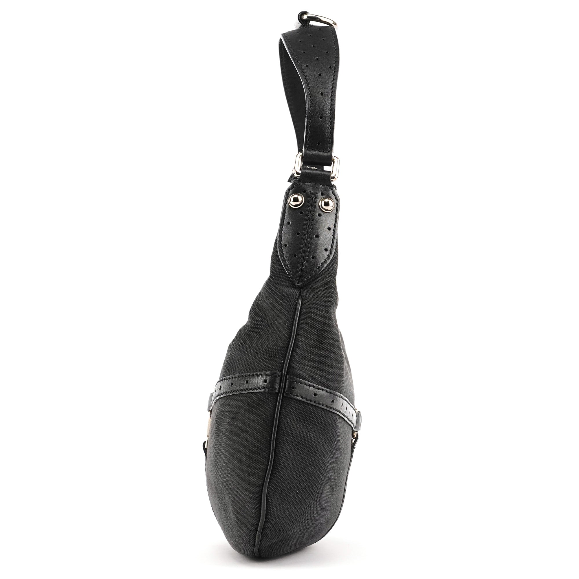 Black Canvas GG Logo Shoulder Bag