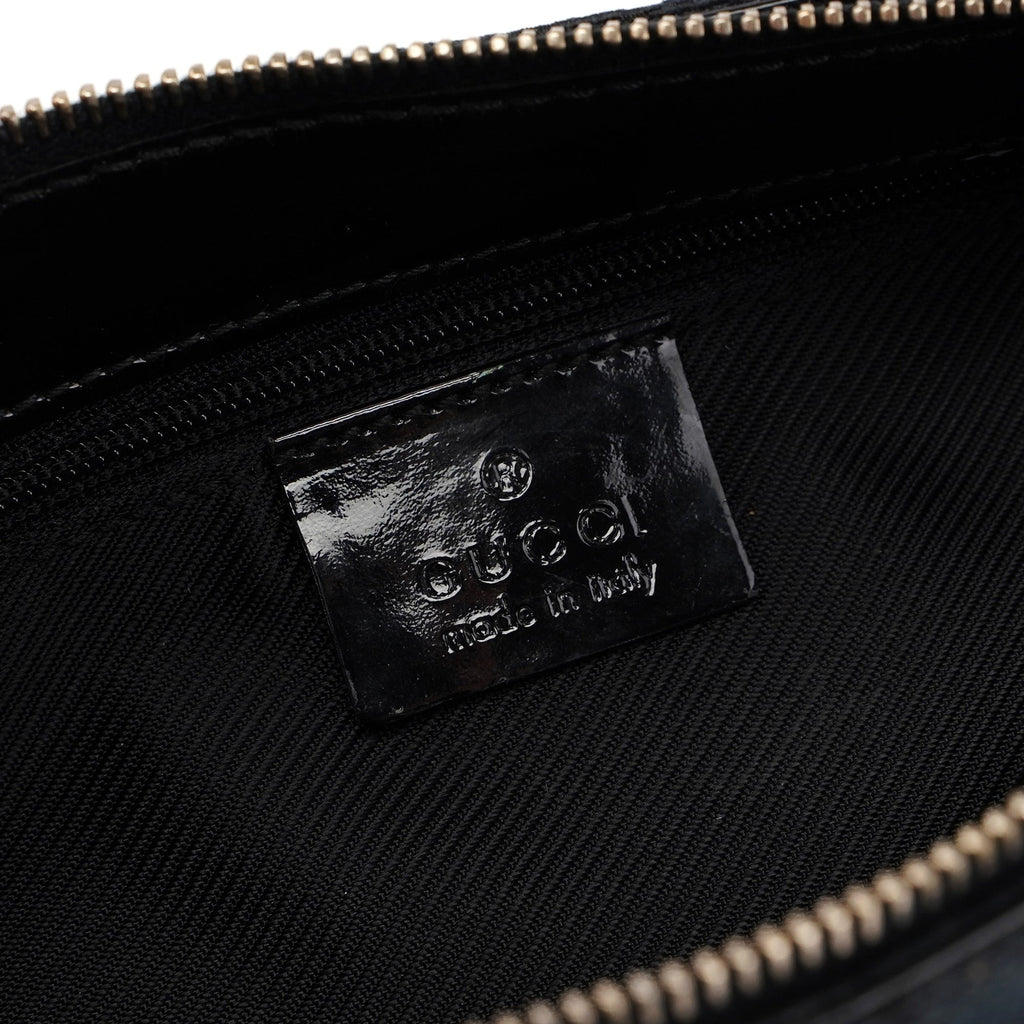 Black Canvas GG Patent Leather Shoulder Bag