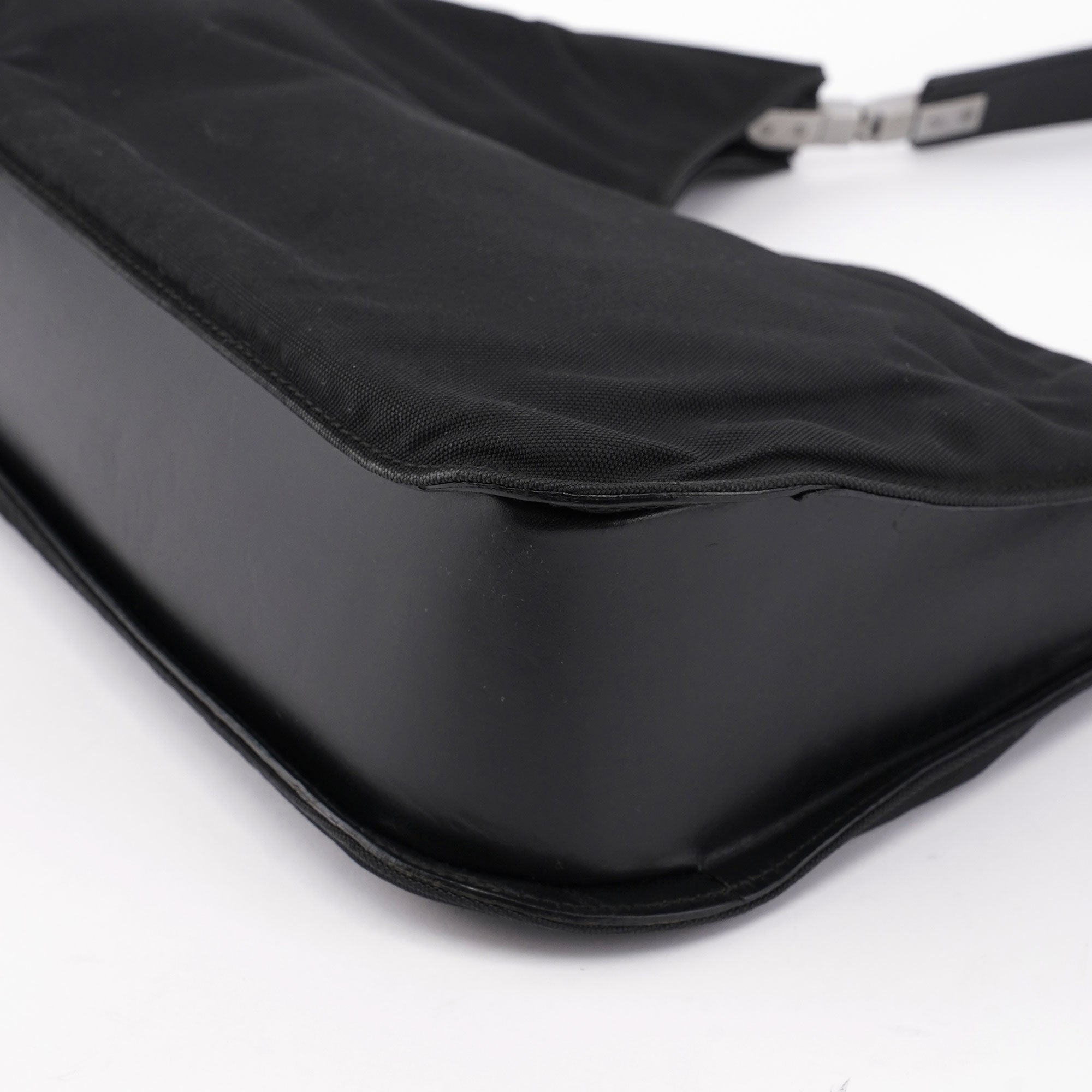 Black Canvas Hobo Shoulder Bag