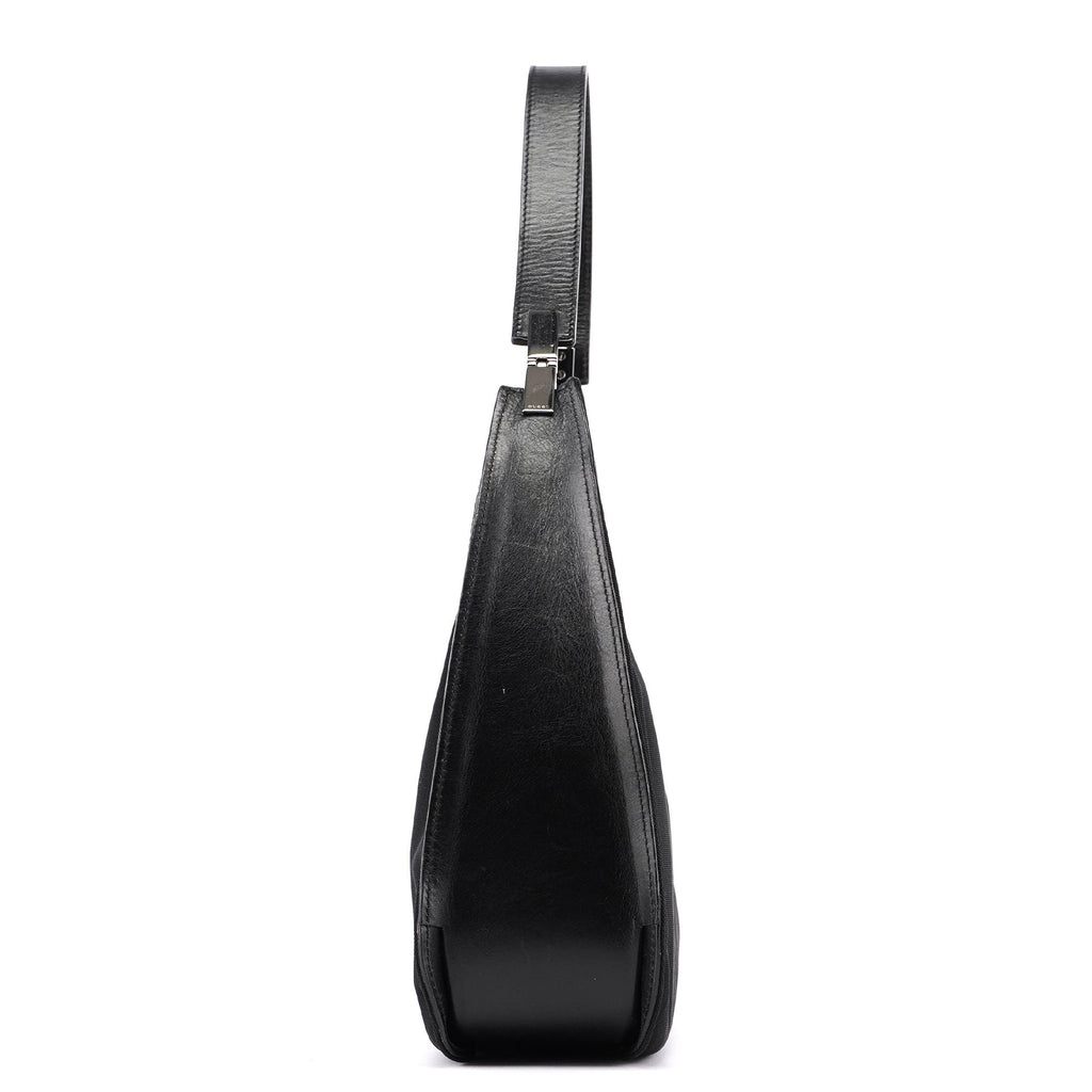 Black Canvas Hobo Shoulder Bag