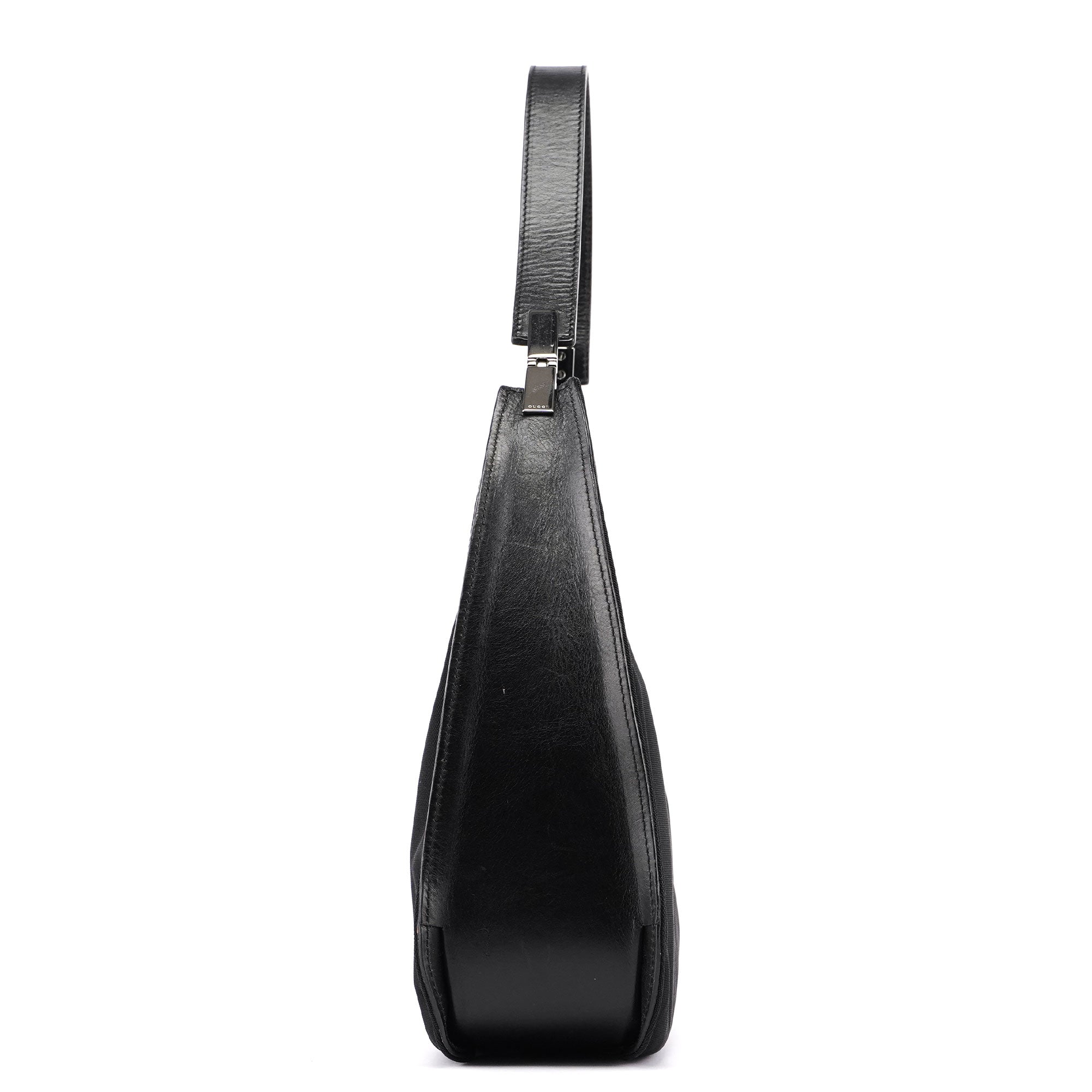 Black Canvas Hobo Shoulder Bag