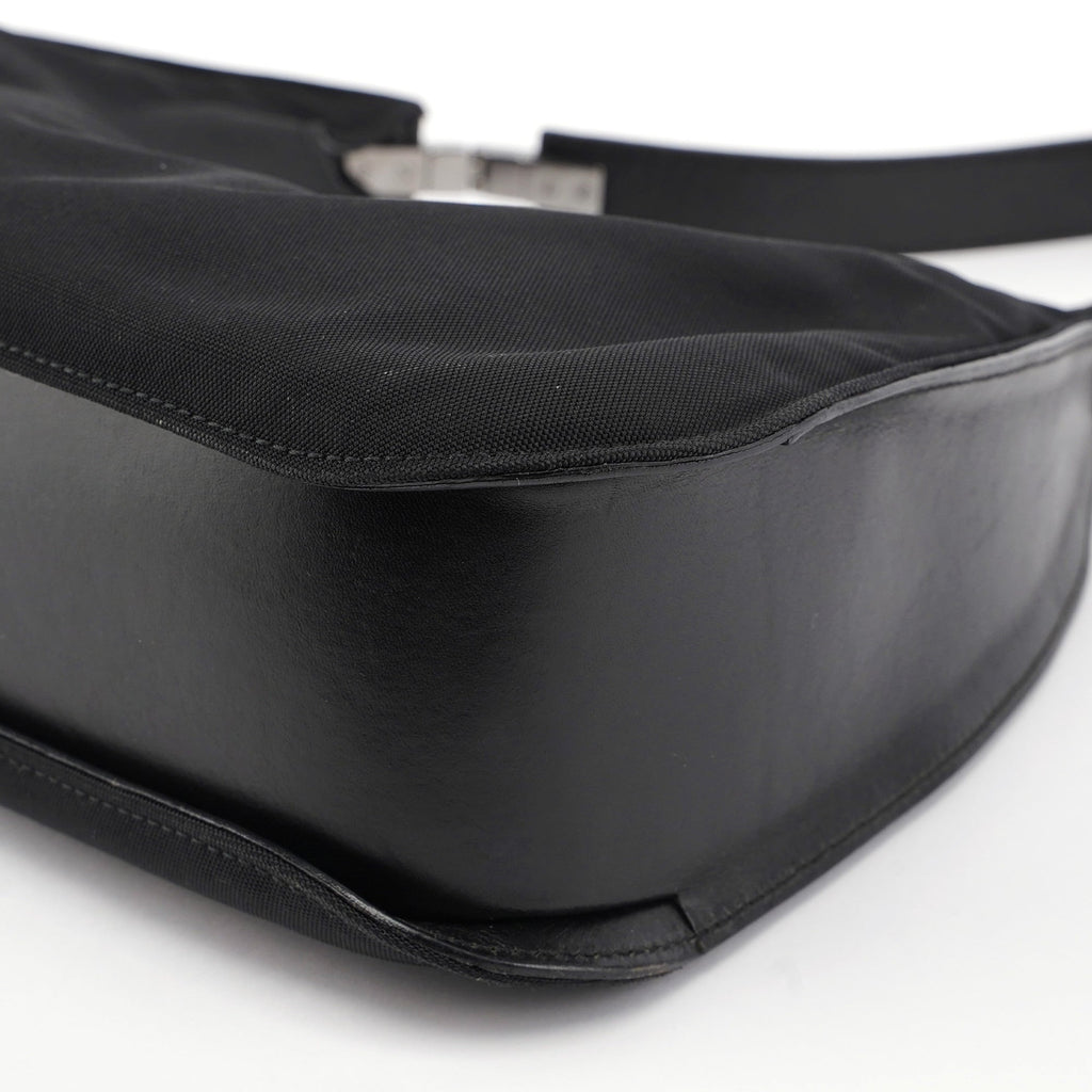 Black Canvas Hobo Shoulder Bag