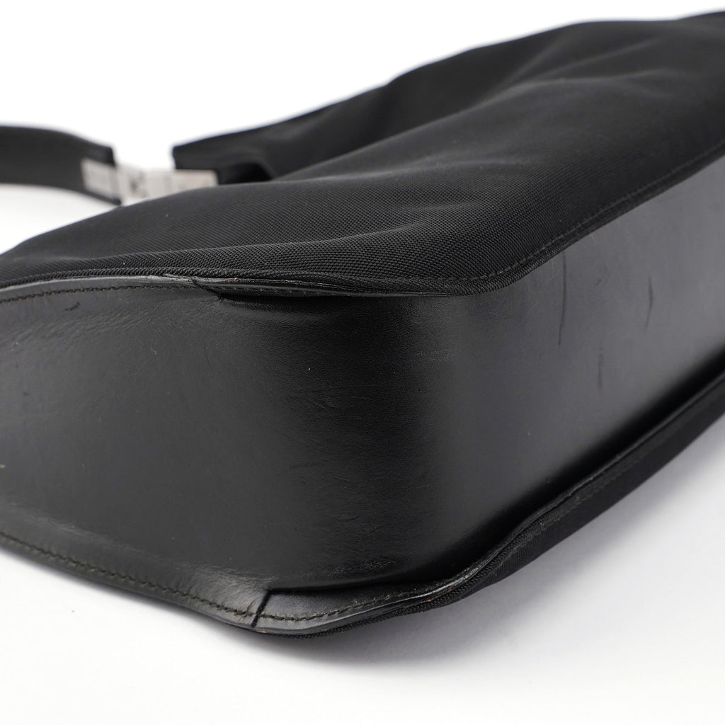 Black Canvas Hobo Shoulder Bag
