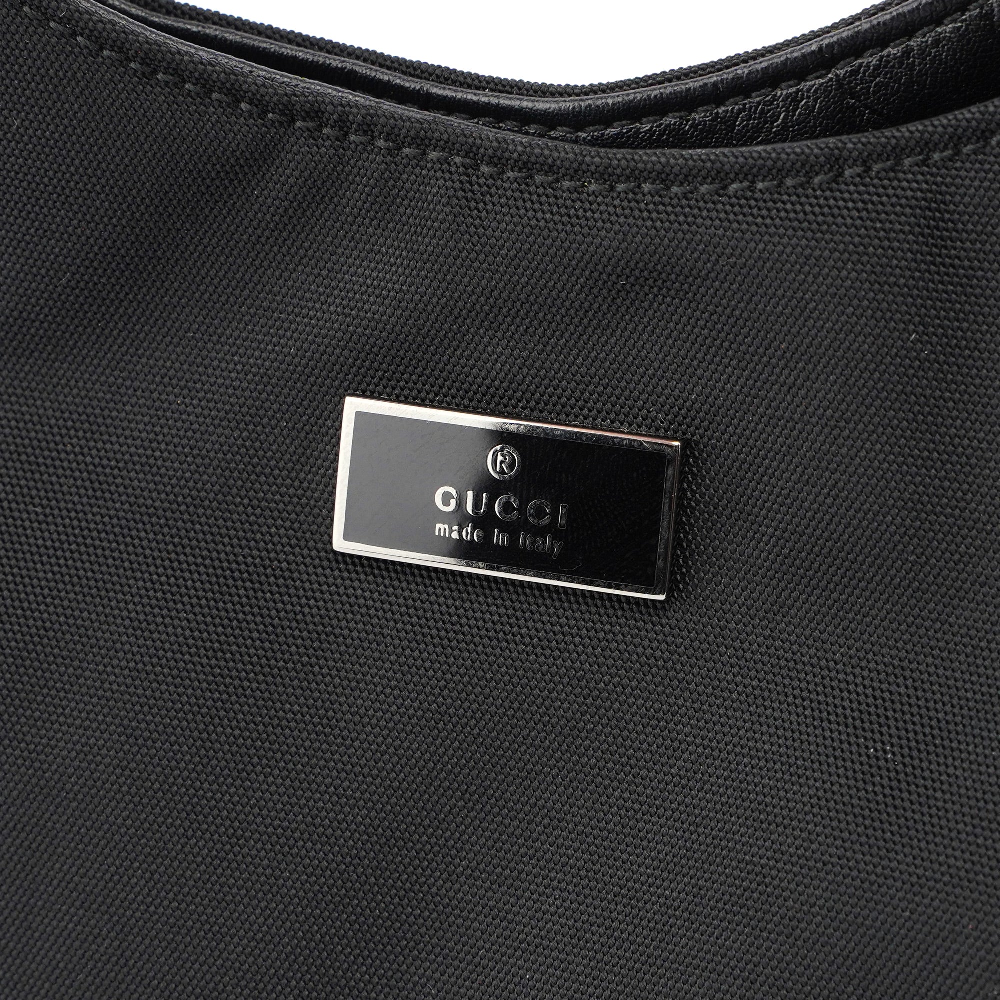 Black Canvas Hobo Shoulder Bag
